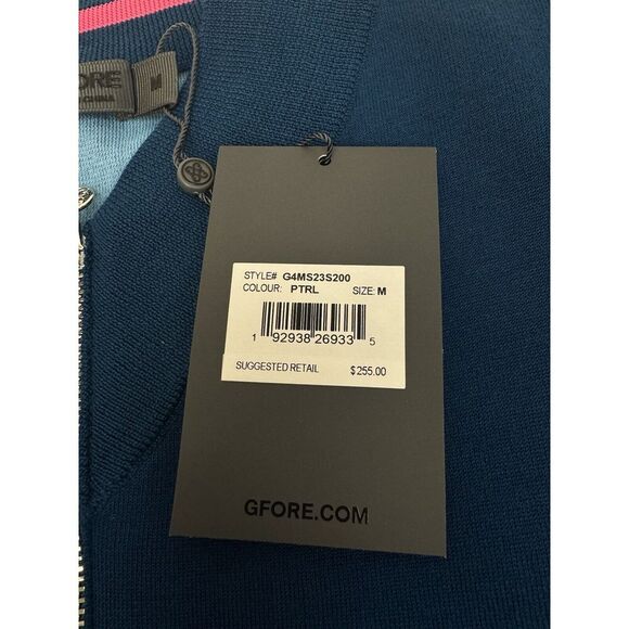 NWT G/FORE V-Neck Quarter Zip Wool Blend Sweater PTRL Blue Men's MEDIUM $255 - Picture 3 of 9